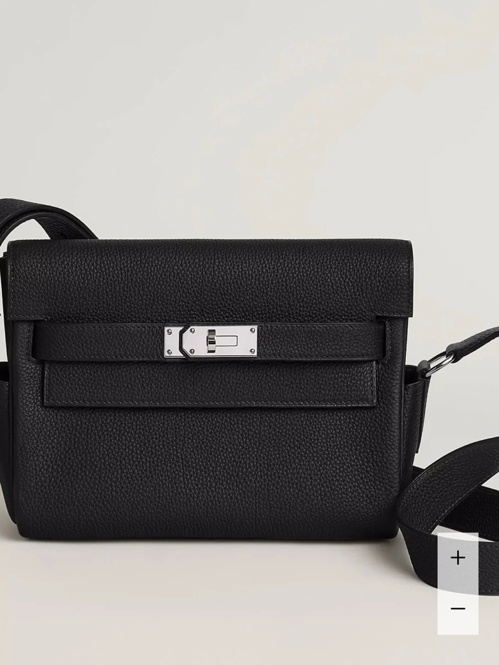 Hermes Noir Kelly Messenger Bag Togo calfskin
